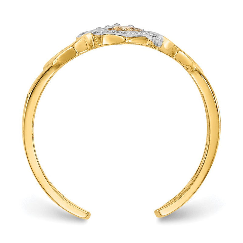 10K Yellow W/Rhodium Rhodium Diamond Heart Toe Ring