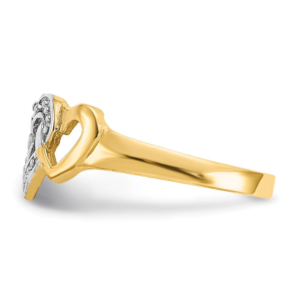 10K Yellow W/Rhodium Rhodium Diamond Heart Toe Ring