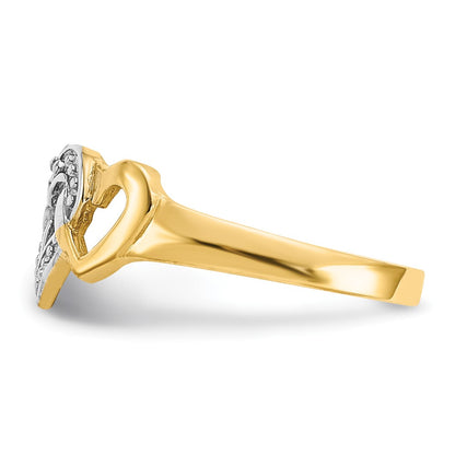 10K Yellow W/Rhodium Rhodium Diamond Heart Toe Ring