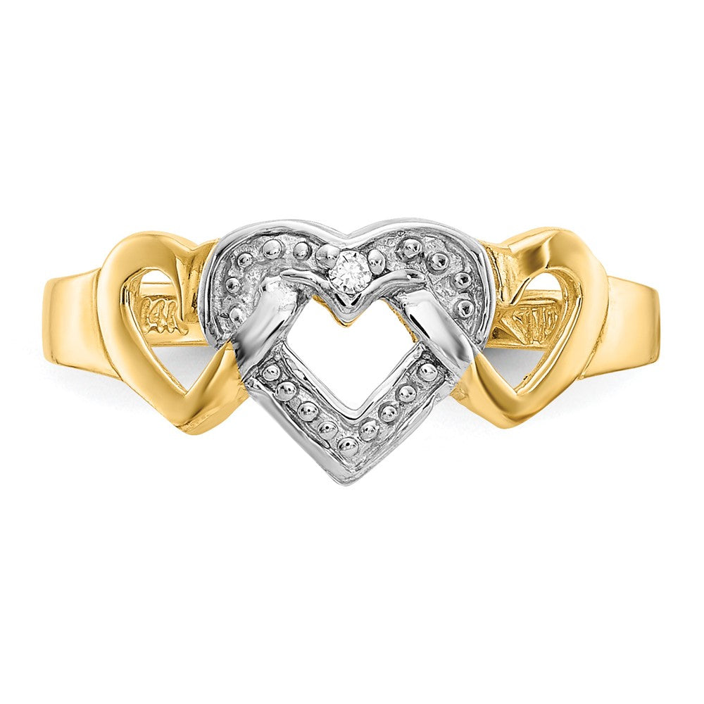 10K Yellow W/Rhodium Rhodium Diamond Heart Toe Ring