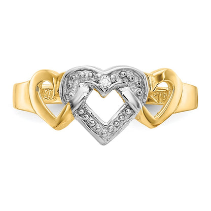 10K Yellow W/Rhodium Rhodium Diamond Heart Toe Ring