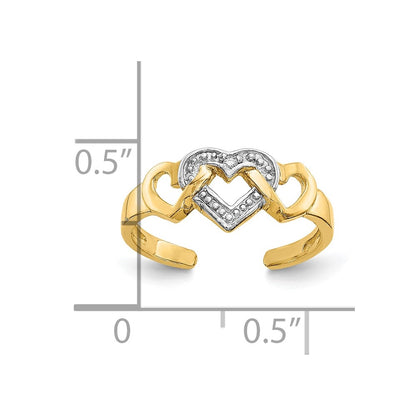 10K Yellow W/Rhodium Rhodium Diamond Heart Toe Ring