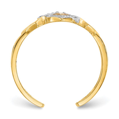14K Yellow & Rhodium Diamond Heart Toe Ring
