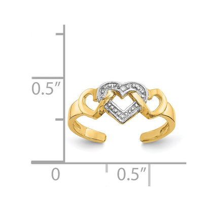 14K Yellow & Rhodium Diamond Heart Toe Ring