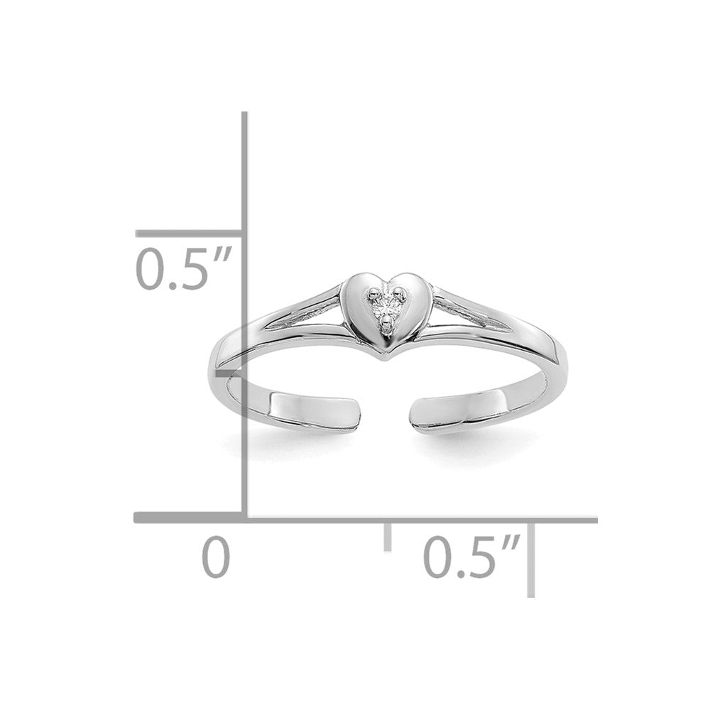 10K White Gold 10K .01Ct Diamond Heart Toe Ring
