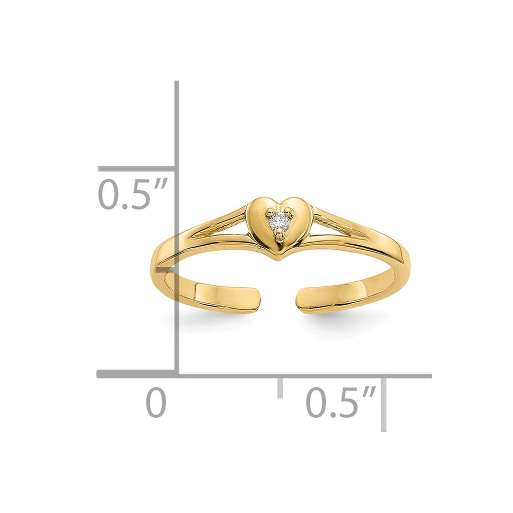 10K Yellow Gold 10K .01Ct Diamond Heart Toe Ring