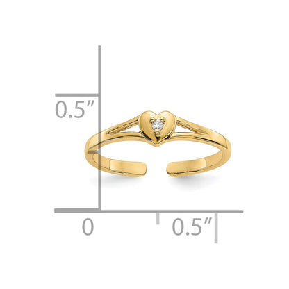 10K Yellow Gold 10K .01Ct Diamond Heart Toe Ring