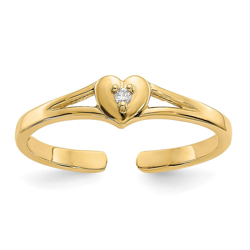 10K Yellow Gold 10K .01Ct Diamond Heart Toe Ring