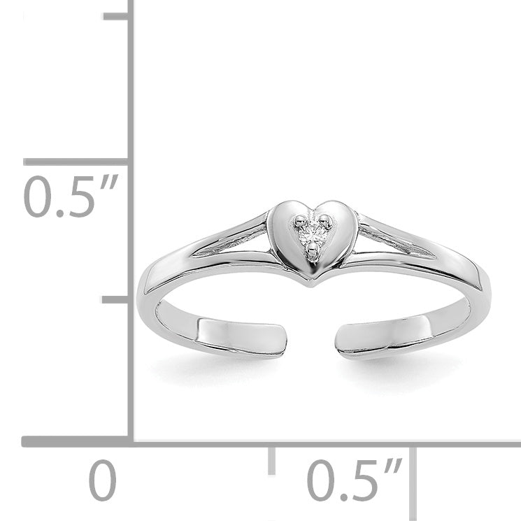 14K White Gold .01Ct Diamond Heart Toe Ring