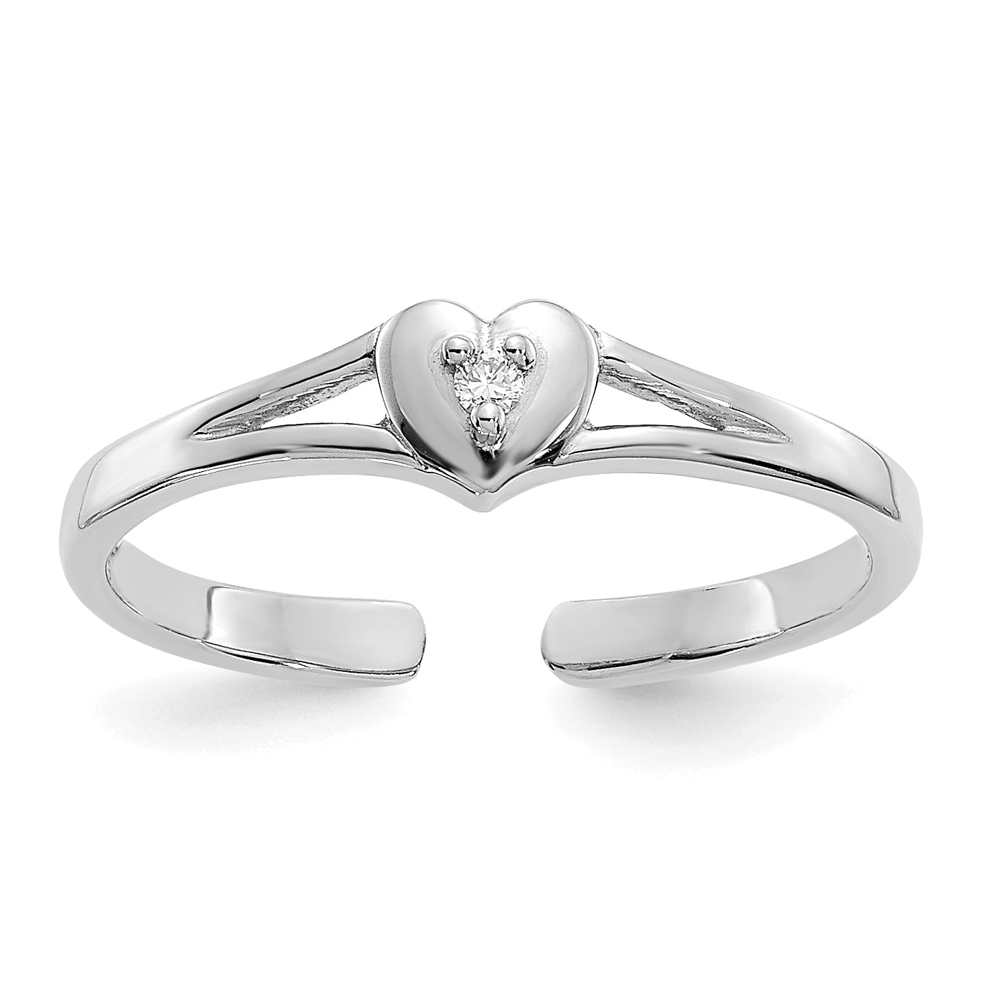 14K White Gold .01Ct Diamond Heart Toe Ring