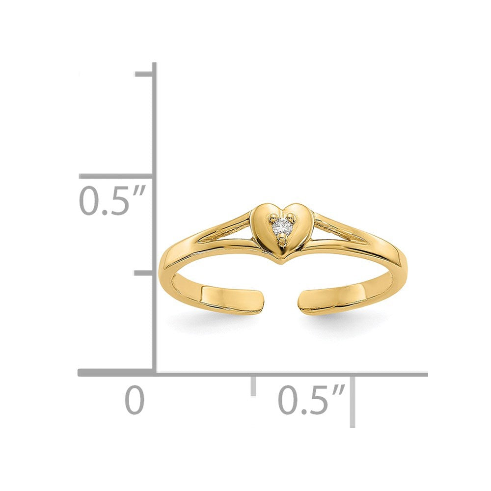 14K Yellow Gold .01Ct Diamond Heart Toe Ring