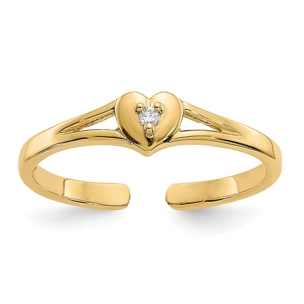 14K Yellow Gold .01Ct Diamond Heart Toe Ring