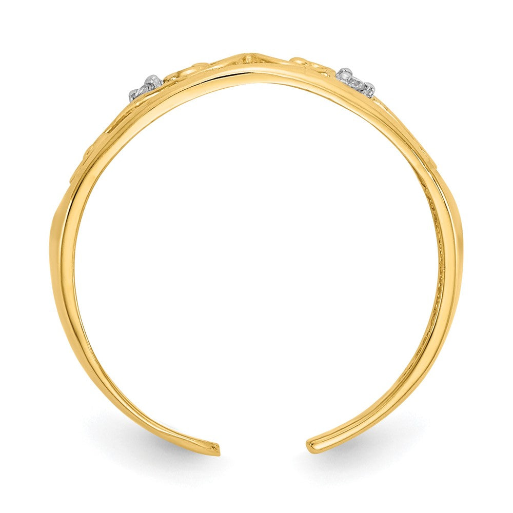 14K Yellow Gold .02Ct Diamond Scroll Toe Ring