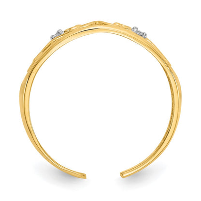 14K Yellow Gold .02Ct Diamond Scroll Toe Ring