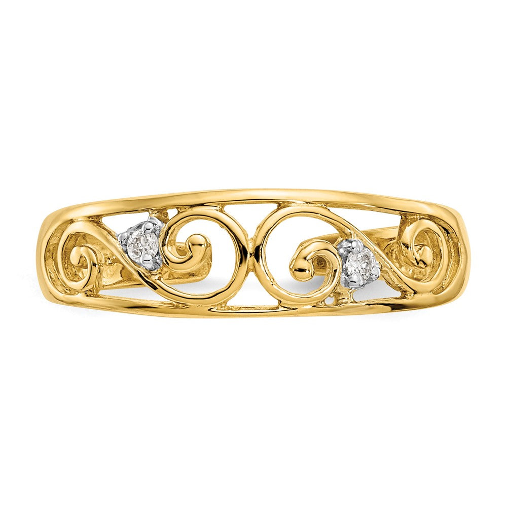 14K Yellow Gold .02Ct Diamond Scroll Toe Ring