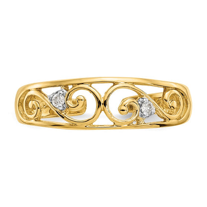 14K Yellow Gold .02Ct Diamond Scroll Toe Ring
