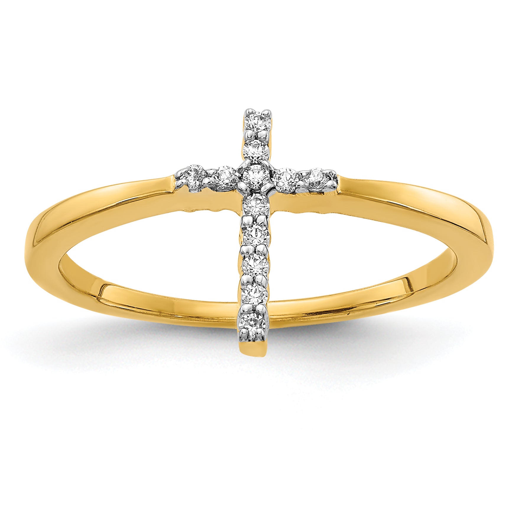 14k Yellow Gold 1/15 Ct. Lab Grown Diamond VS/SI+ G+ Cross Ring