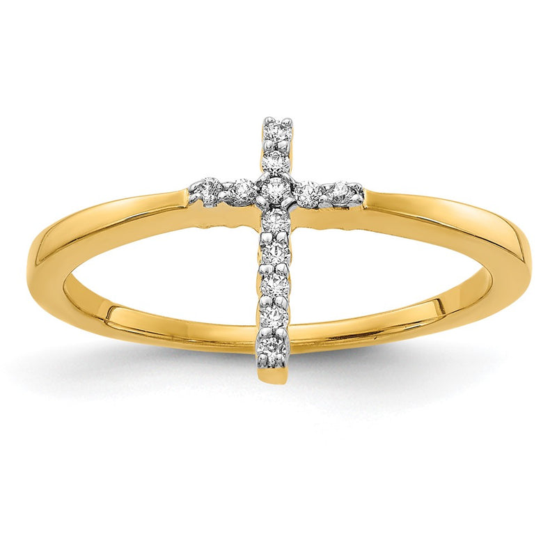 14k Yellow Gold 1/15 Ct. Lab Grown Diamond VS/SI+ G+ Cross Ring