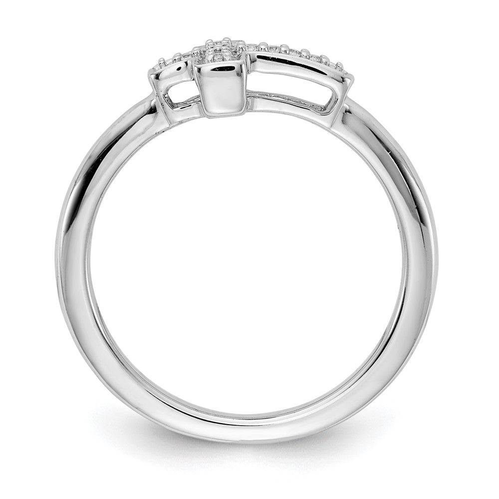 14K White Gold Diamond Cross Ring