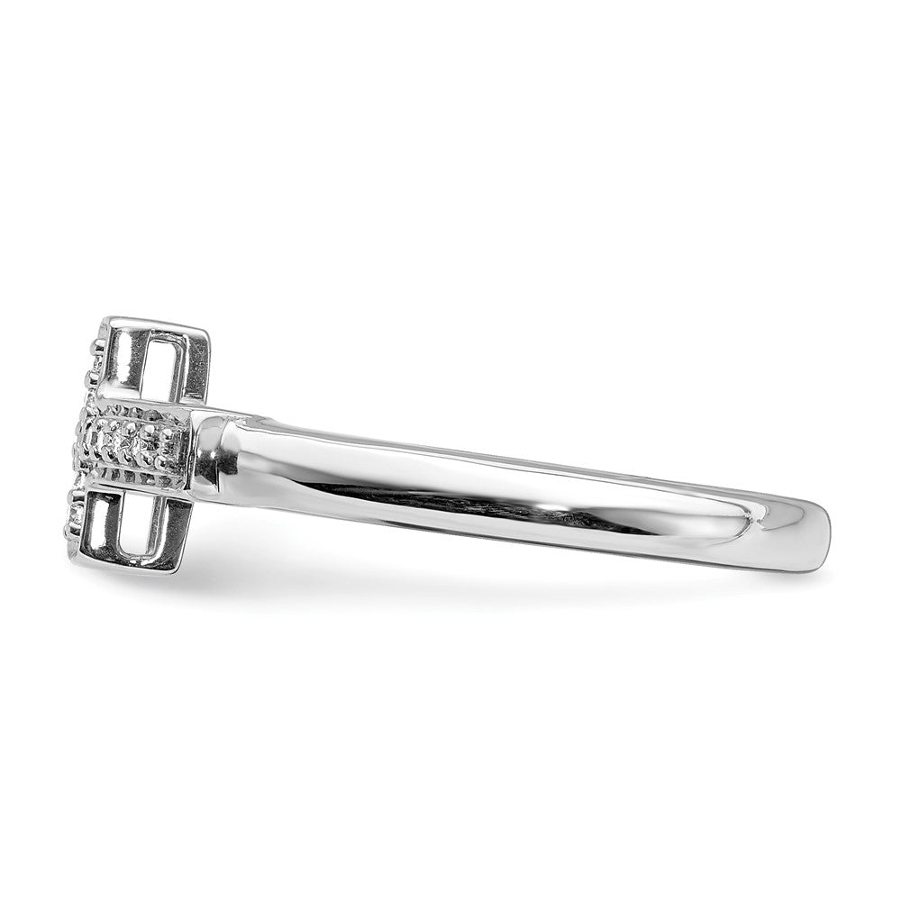 14K White Gold Diamond Cross Ring