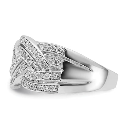 14K White Gold Woven Diamond Ring