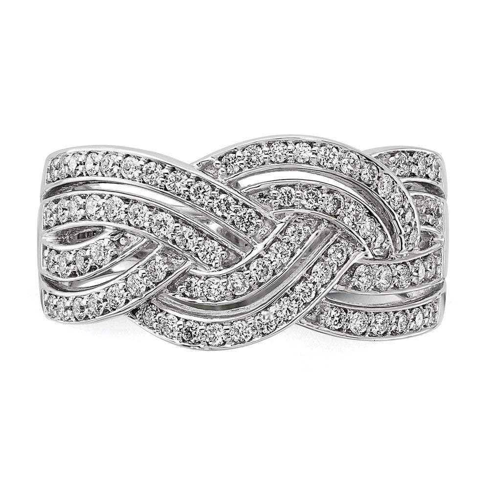 14K White Gold Woven Diamond Ring