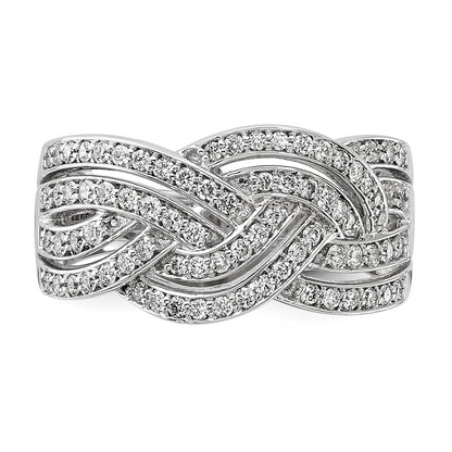 14K White Gold Woven Diamond Ring