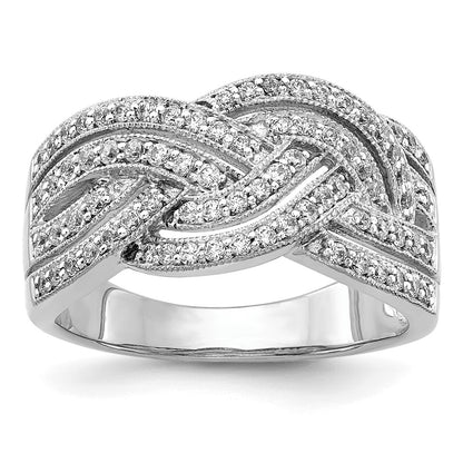 14K White Gold Woven Diamond Ring