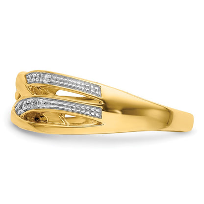 14K Yellow Gold Rhodium Diamond Ring
