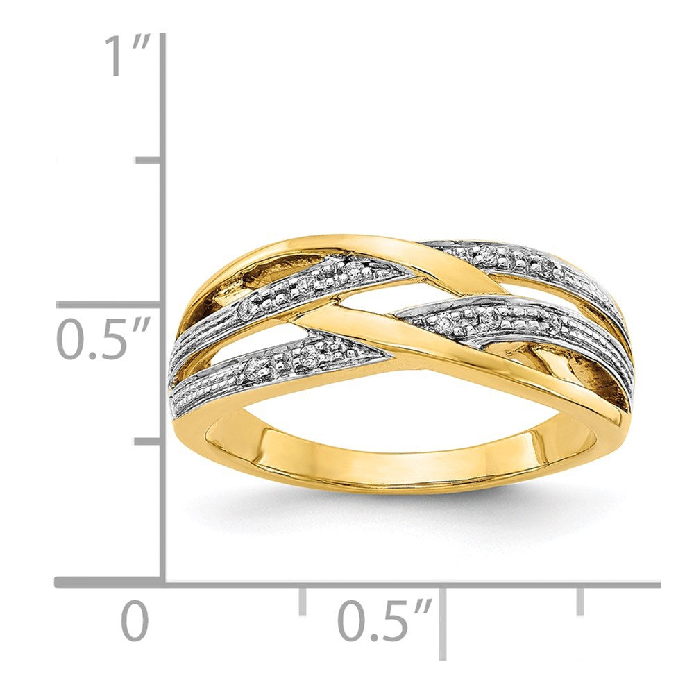 14K Yellow Gold Rhodium Diamond Ring