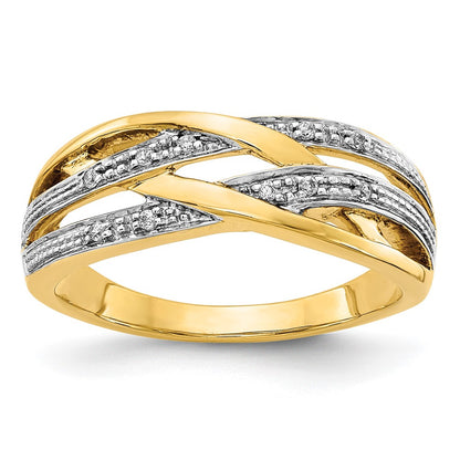 14K Yellow Gold Rhodium Diamond Ring