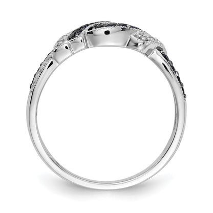 14K White Gold Black Rhodium And Blue Diamond Ring