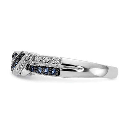 14K White Gold Black Rhodium And Blue Diamond Ring