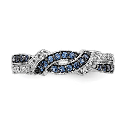 14K White Gold Black Rhodium And Blue Diamond Ring