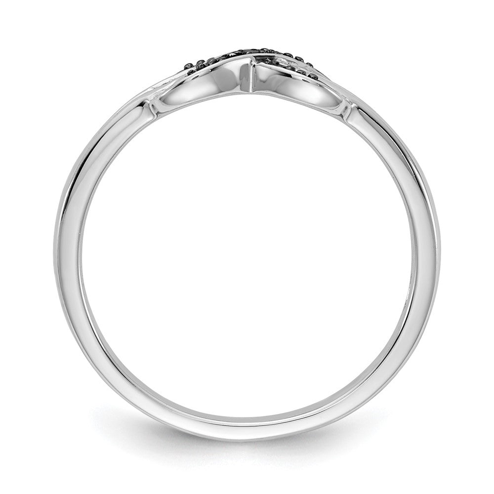 14K White Gold Black And Diamond X Ring