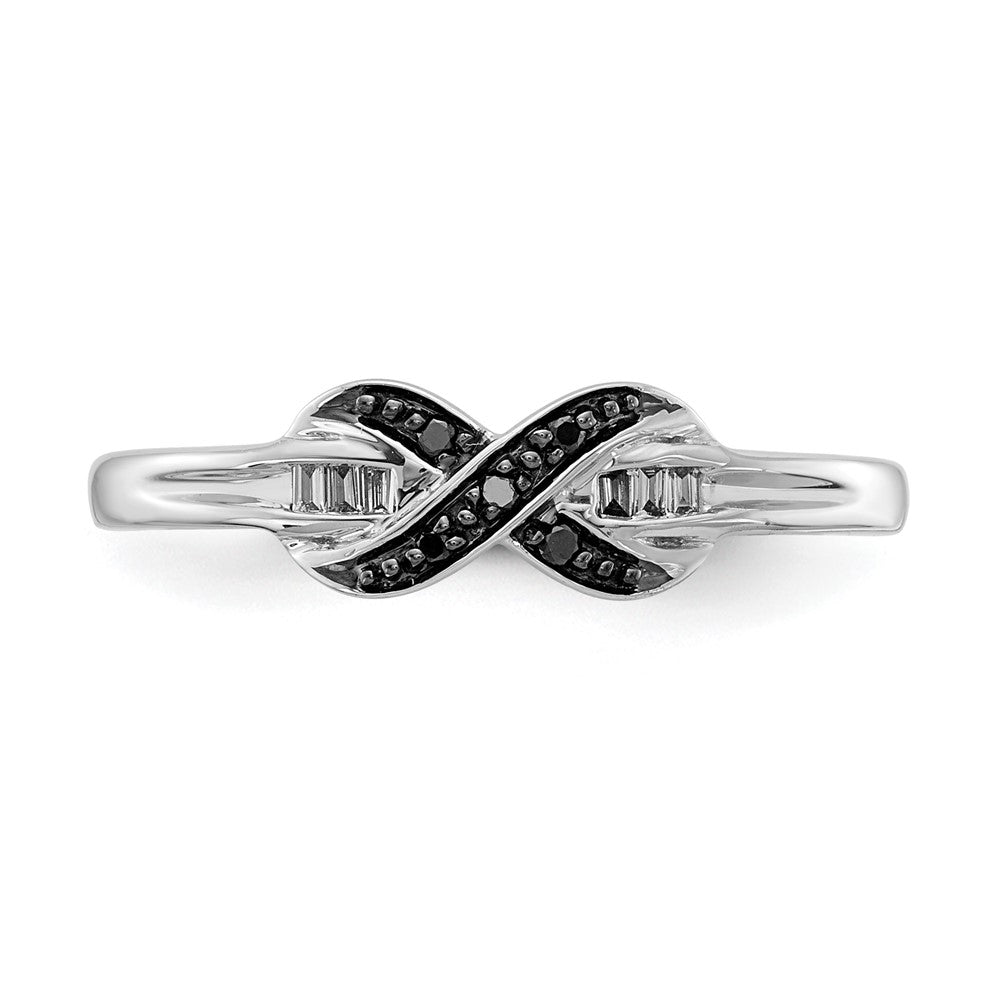 14K White Gold Black And Diamond X Ring