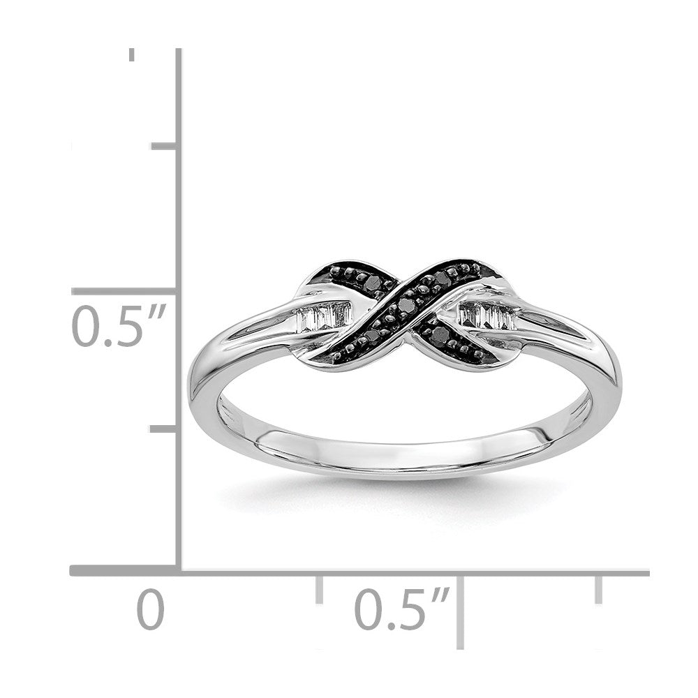 14K White Gold Black And Diamond X Ring