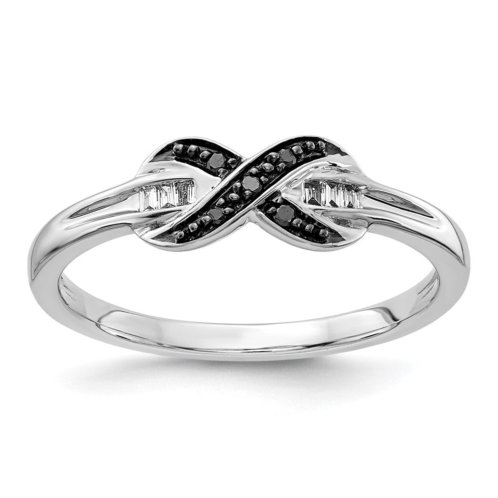 14K White Gold Black And Diamond X Ring