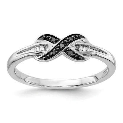 14K White Gold Black And Diamond X Ring