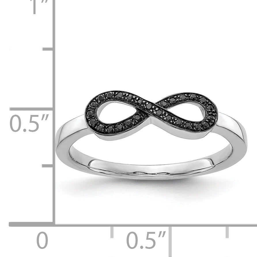 14K White Gold Black Diamond Infinity Ring (Size 6.75 Only)
