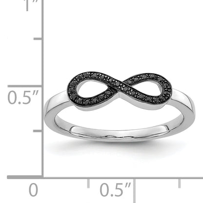 14K White Gold Black Diamond Infinity Ring (Size 6.75 Only)