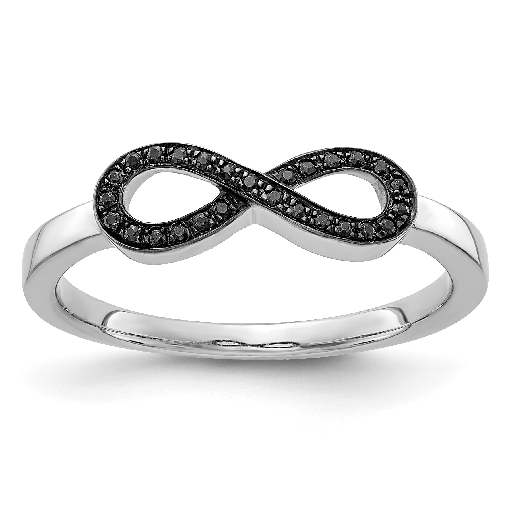 14K White Gold Black Diamond Infinity Ring (Size 6.75 Only)
