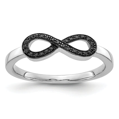 14K White Gold Black Diamond Infinity Ring (Size 6.75 Only)