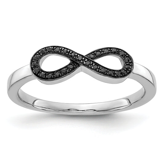 14K White Gold Black Diamond Infinity Ring (Size 6.75 Only)