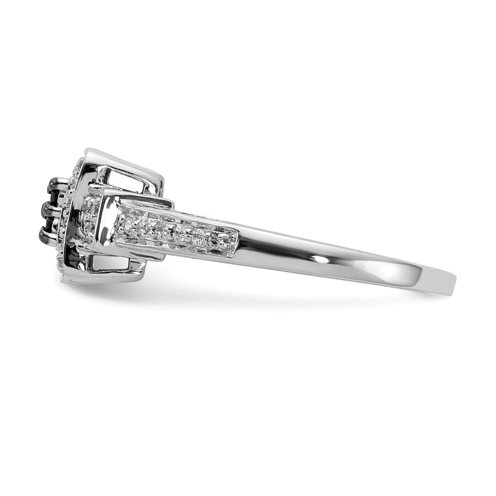 14K White Gold And Black Diamond Square Ring