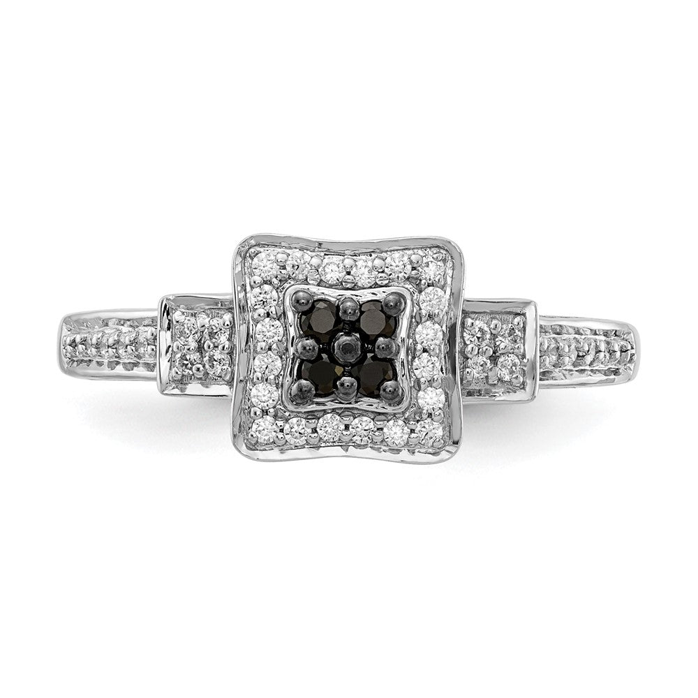 14K White Gold And Black Diamond Square Ring