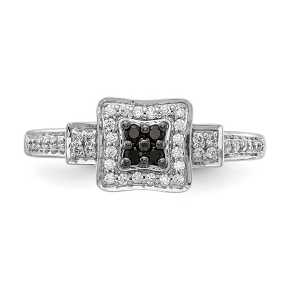 14K White Gold And Black Diamond Square Ring