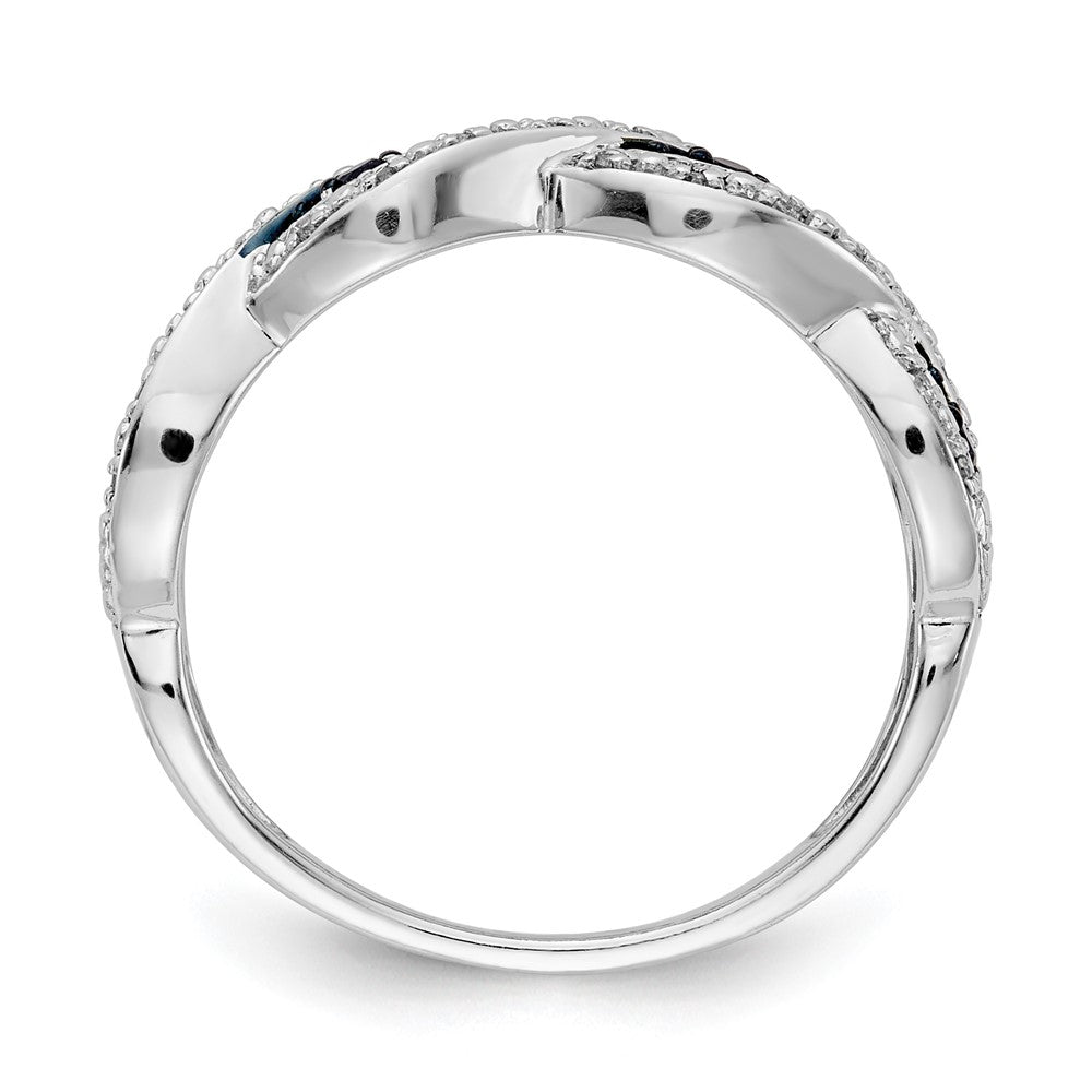 14K White Gold And Blue Diamond Twist Ring