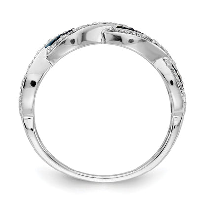 14K White Gold And Blue Diamond Twist Ring