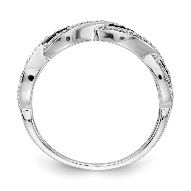 14K White Gold And Blue Diamond Twist Ring